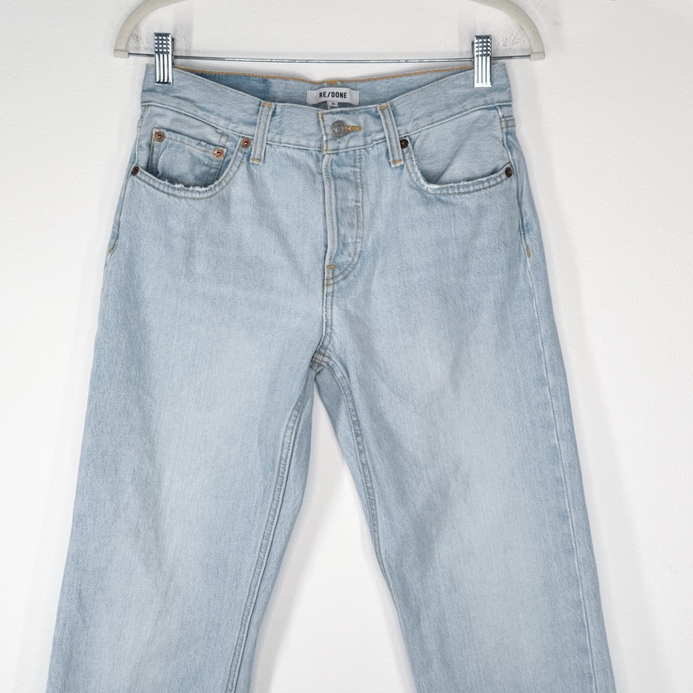 RE/DONE Easy Straight Crop Light Wash Button Fly High Rise Jeans Women’s Size 24 - Picture 2 of 11